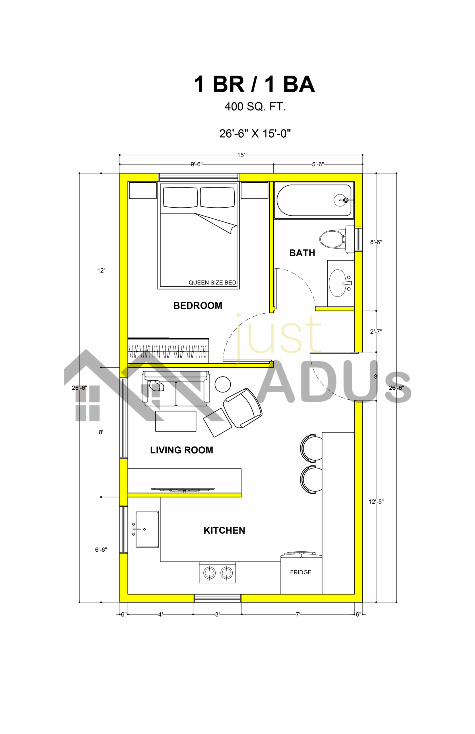 Floor plan 1 400 sf Just ADUs